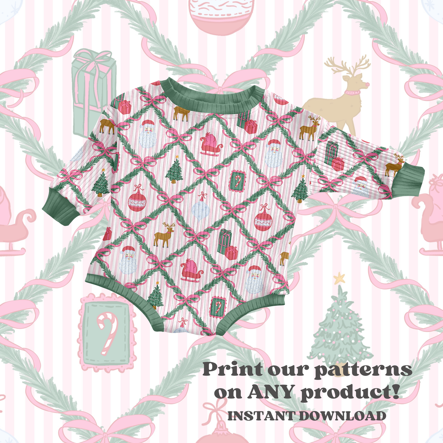 Preppy Christmas patchwork bows