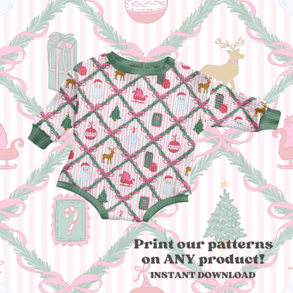 Preppy Christmas patchwork bows