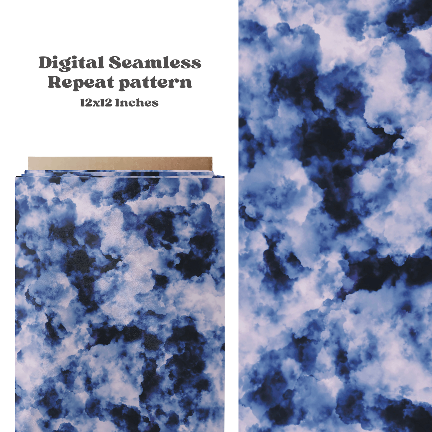 Black and blue tie dye seamless pattern