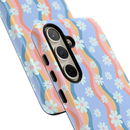 Blue Wavy Daisy Phone Case