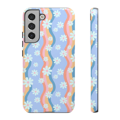 Blue Wavy Daisy Phone Case