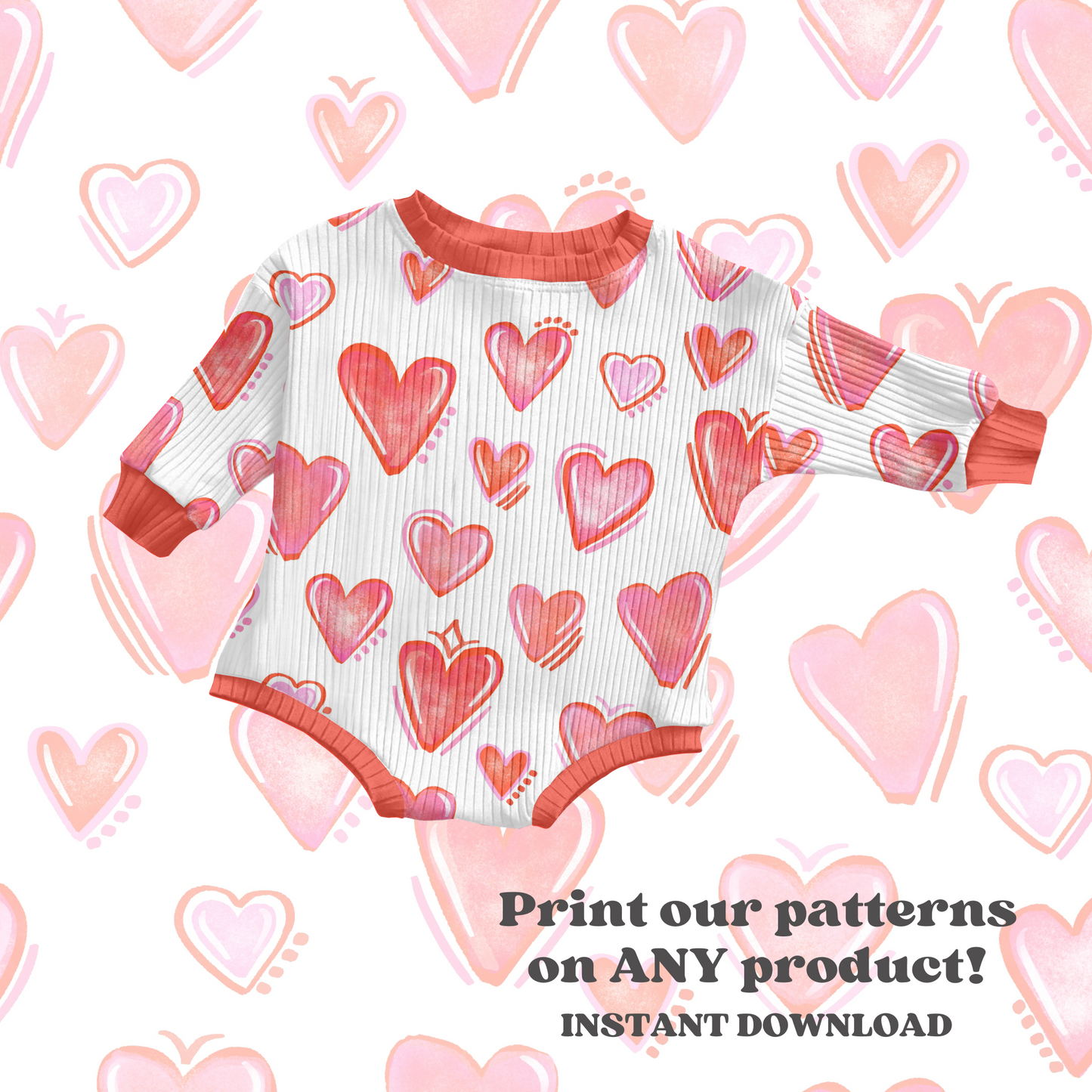 Watercolor Hearts Seamless Pattern