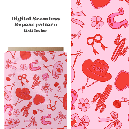 Western Valentines seamless pattern