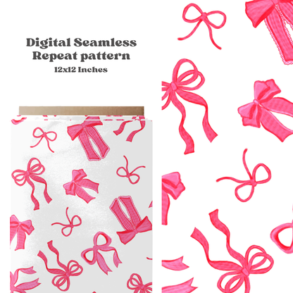 Pink watercolor bows Seamless pattern