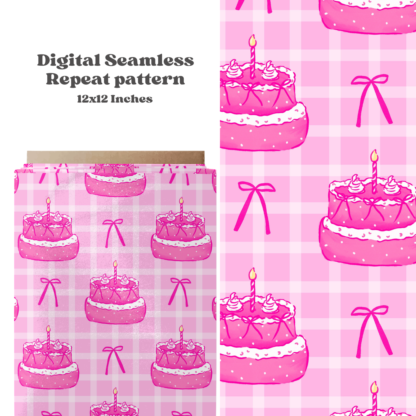 Pink Birthday Cake Bows