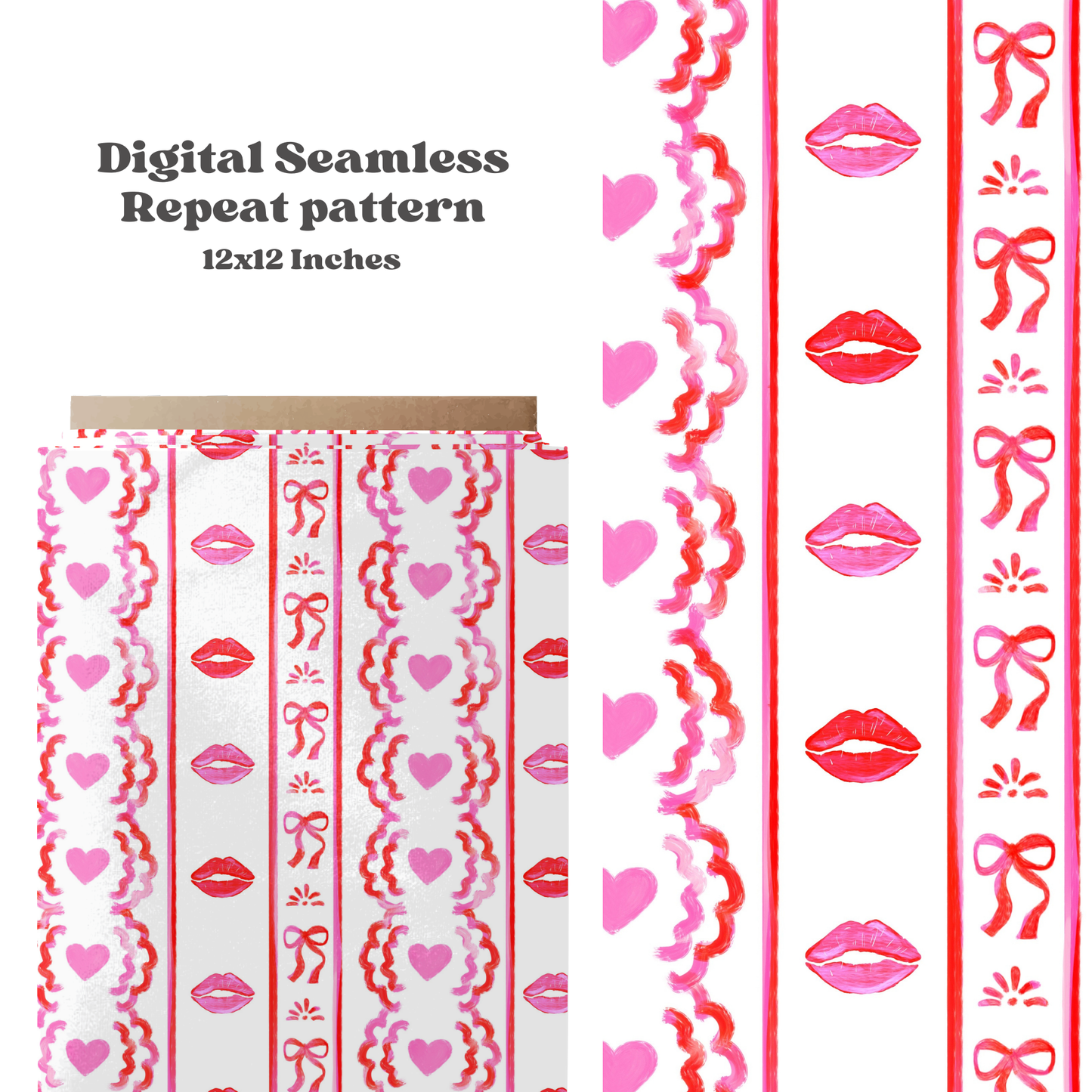 Valentine lace stripes seamless pattern