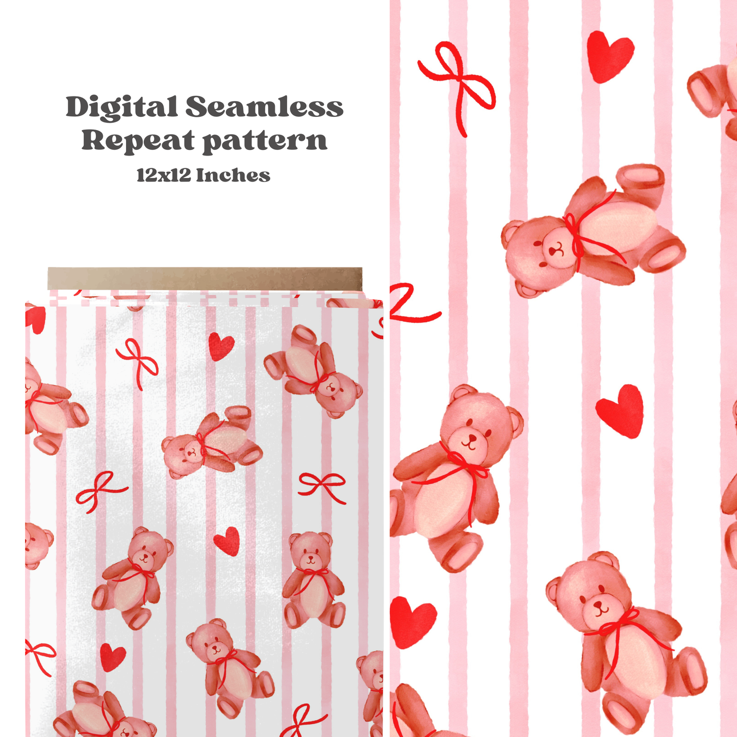 Preppy Watercolor Valentine Bears