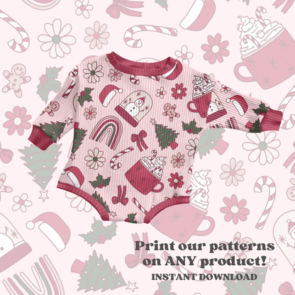 Pink Christmas Seamless pattern