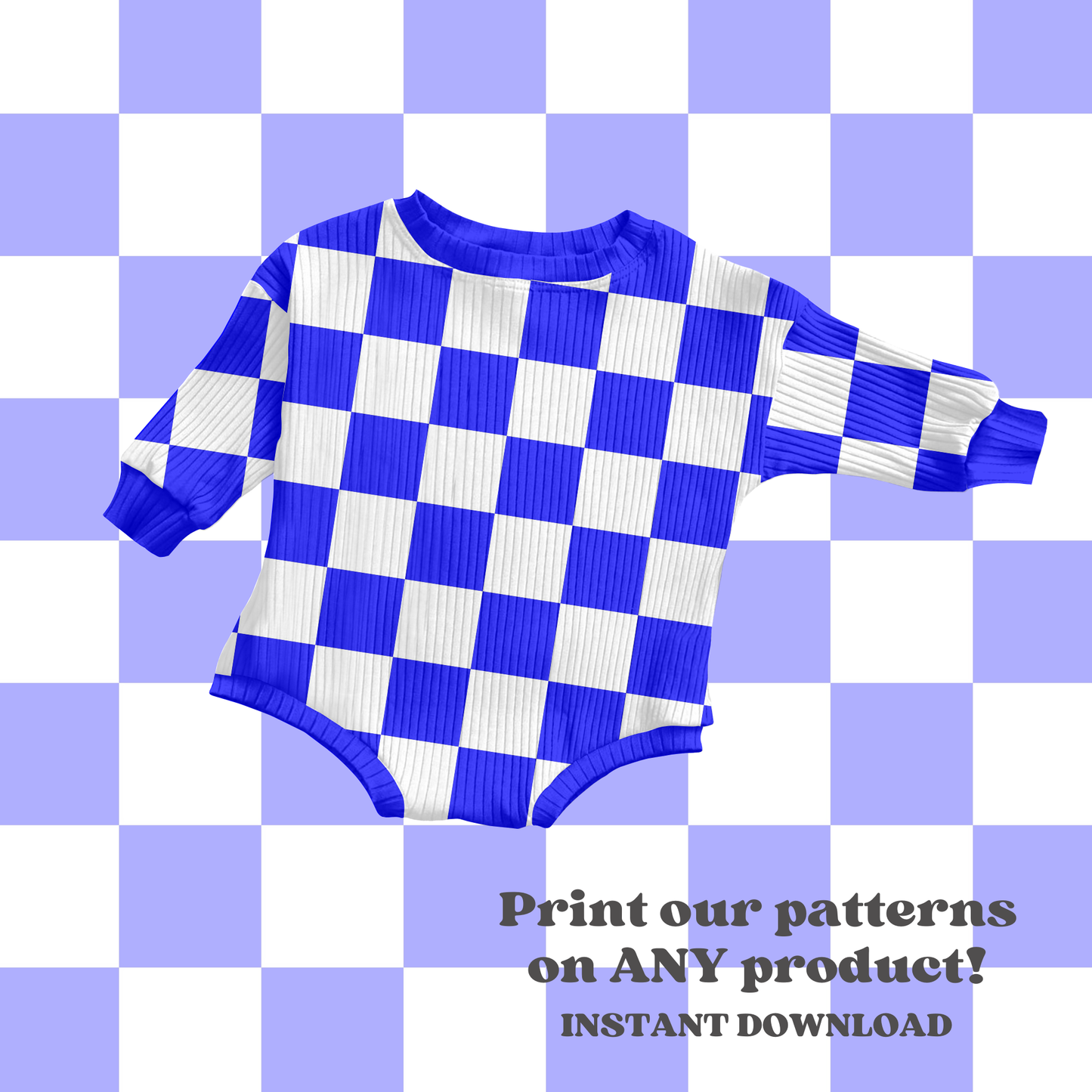 Bright Blue Checkered Seamless Pattern