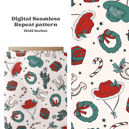 Western Christmas Seamless Pattern