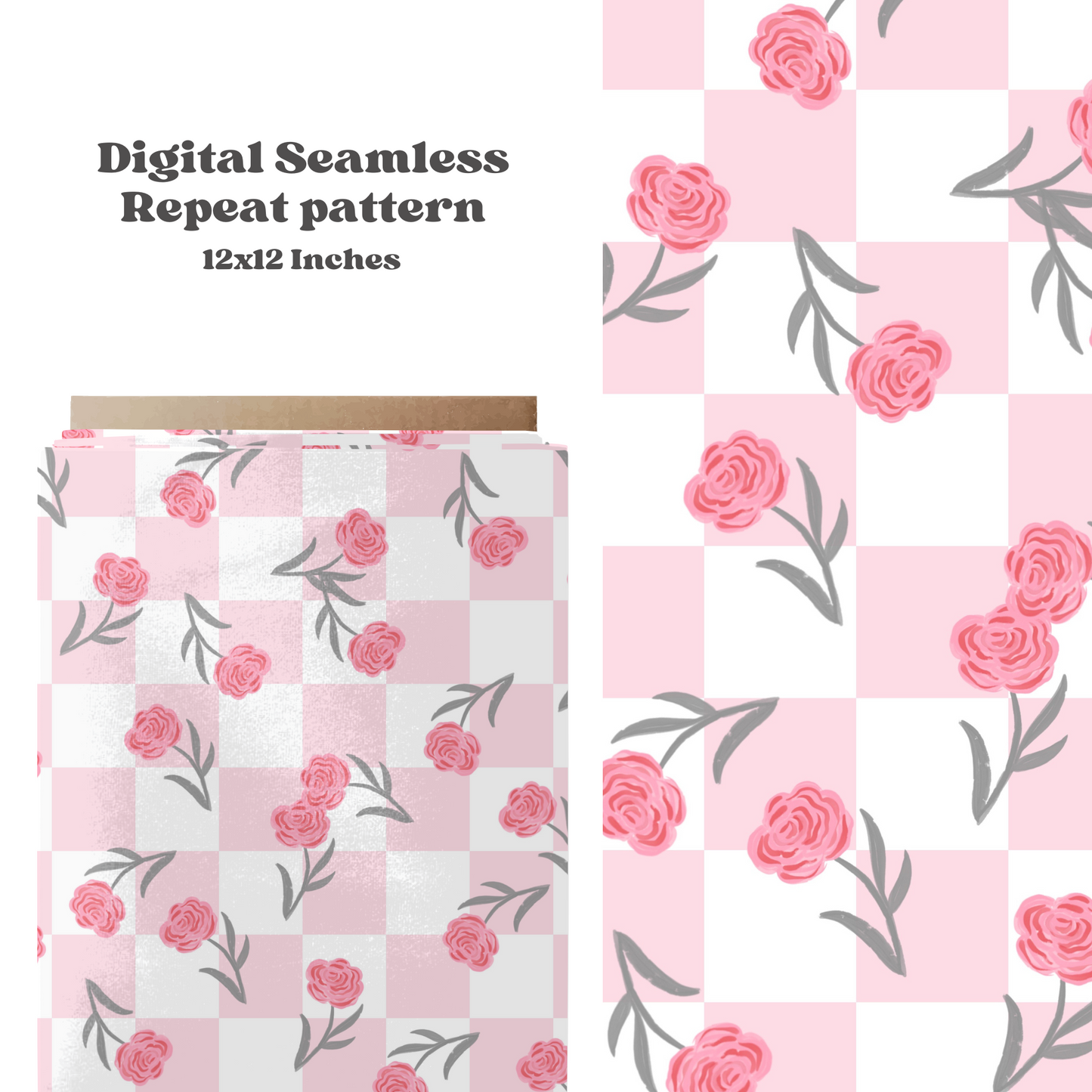 Checkered roses Seamless pattern