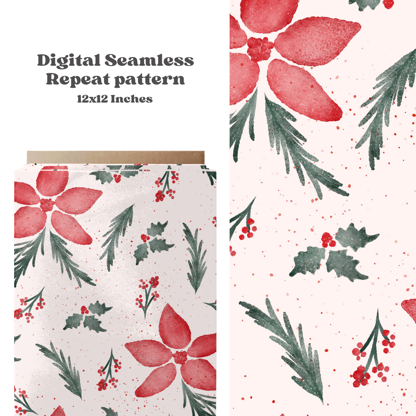 Watercolor Christmas floral Pattern