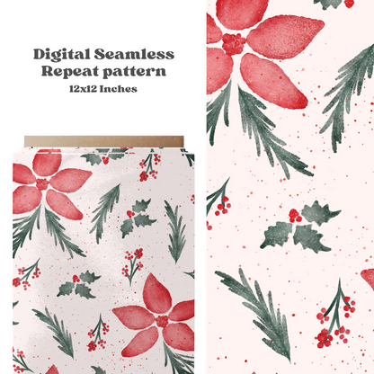 Watercolor Christmas floral Pattern