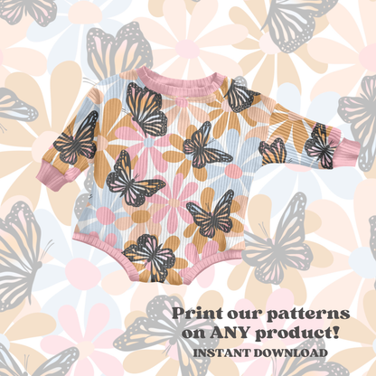 Butterfly floral seamless pattern