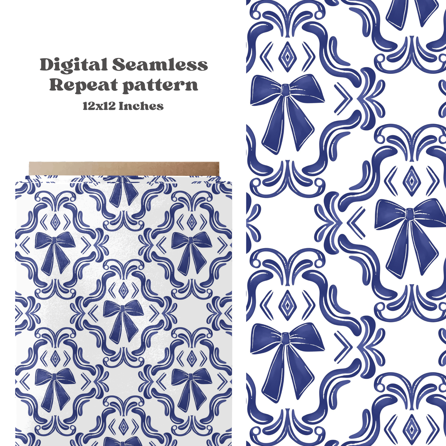 Blue coquette bows seamless pattern