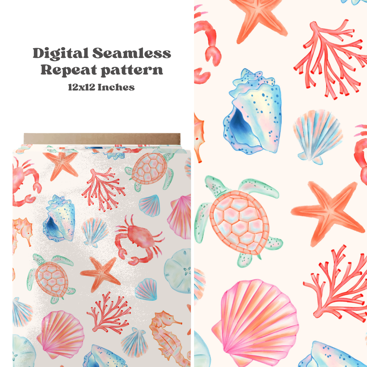 Pastel Watercolor Sea life