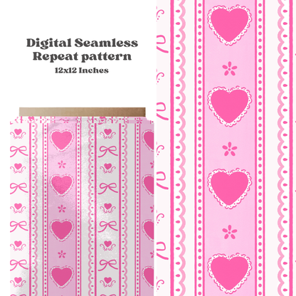 Watercolor Valentine Heart Stripe