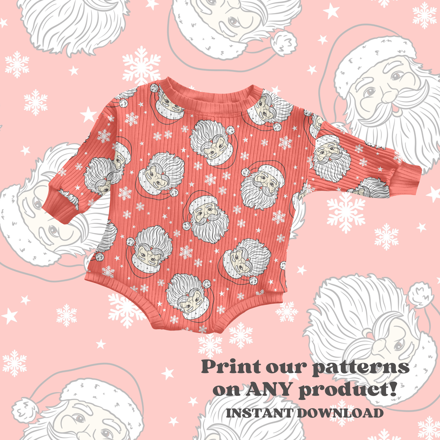 Trendy Red Christmas Santa Seamless pattern