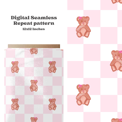 Checkered Bears Seamless Pattern