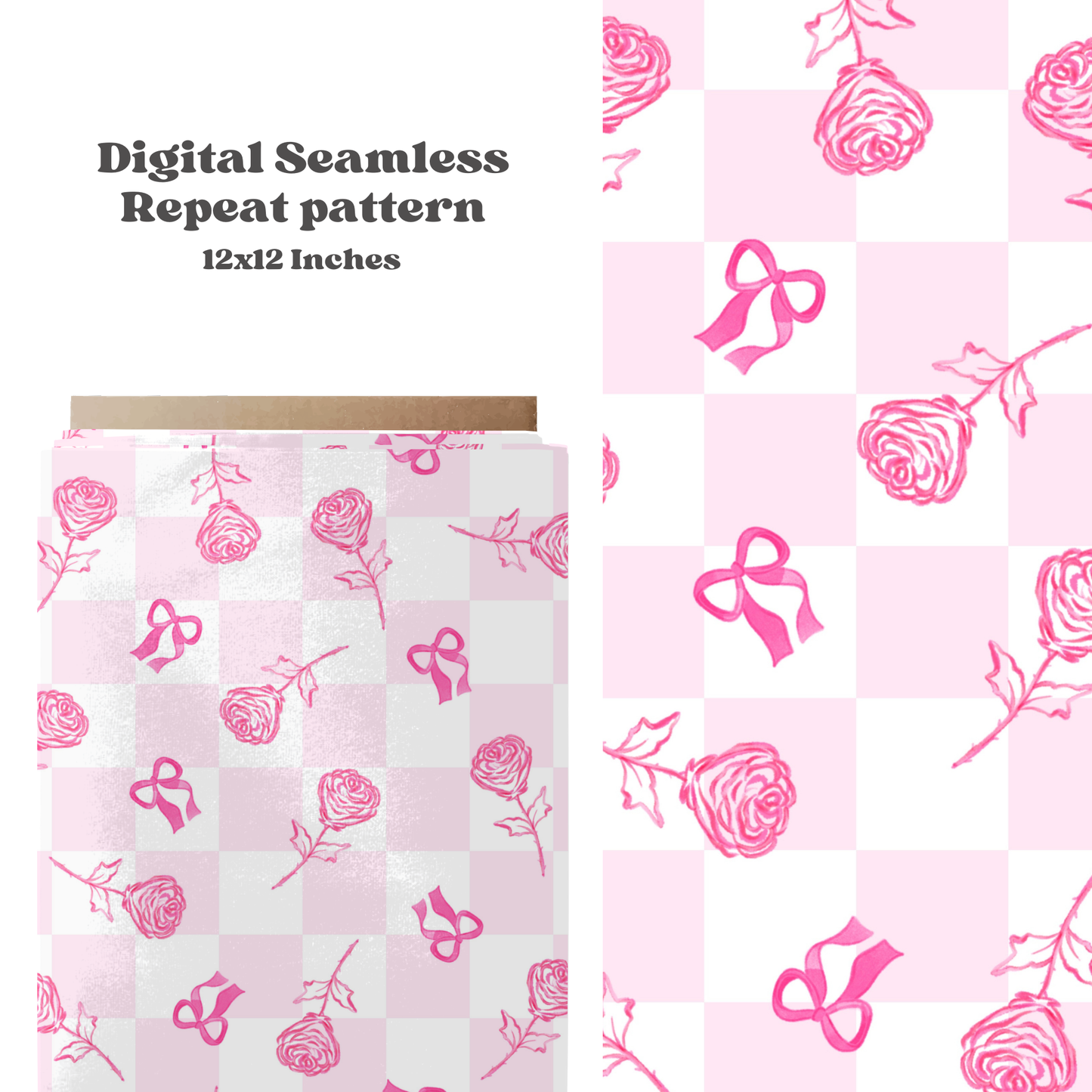 Checkered roses and bows Pattern