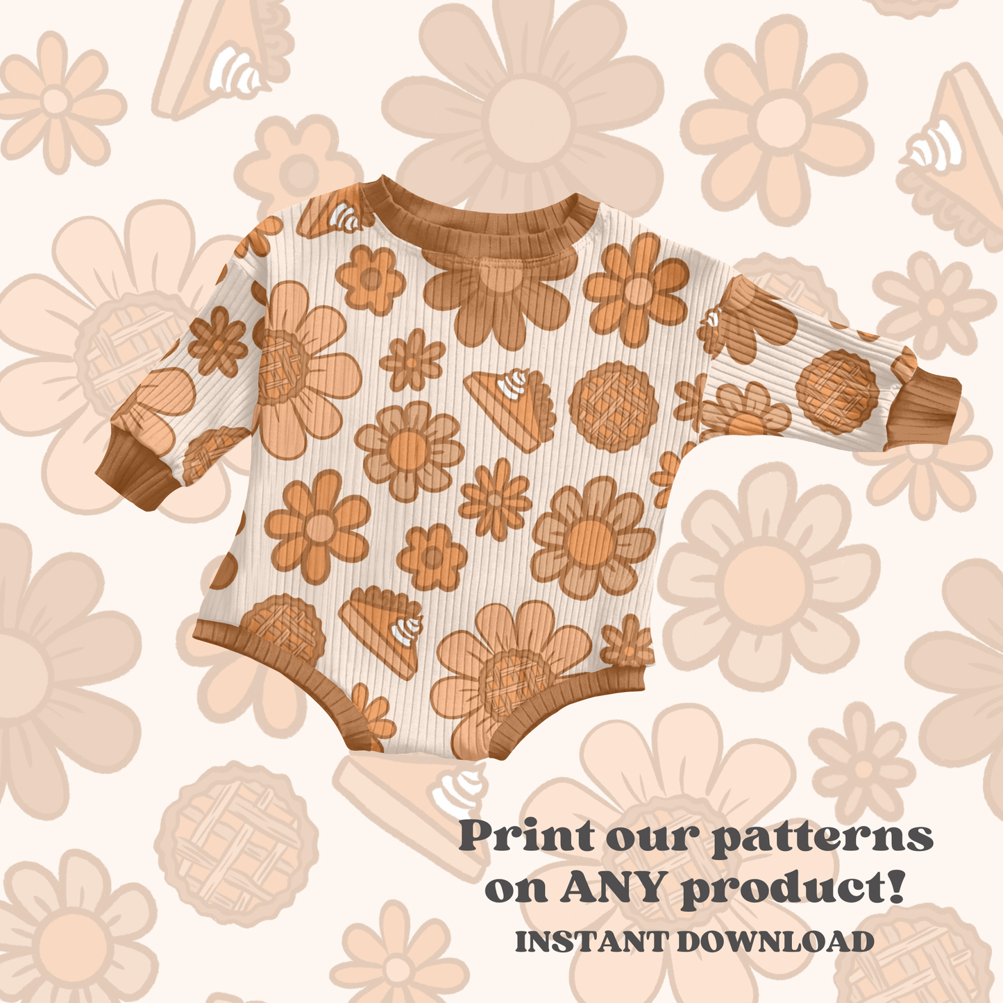 Thanksgiving pie Daisy Seamless pattern