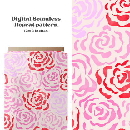 Watercolor Valentine roses Pattern