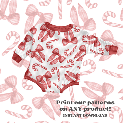 Watercolor Christmas bows Seamless pattern