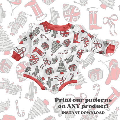 Trendy Western Christmas Seamless Pattern