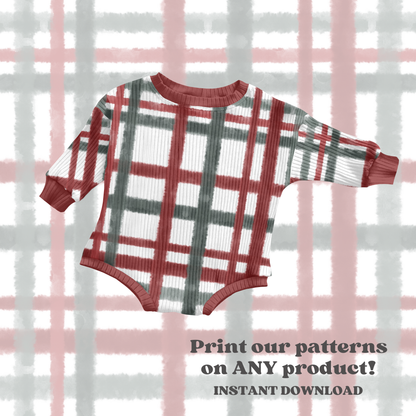 Christmas watercolor plaid Seamless Pattern