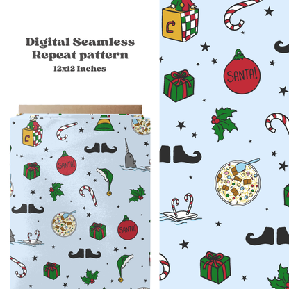 Elf Christmas seamless pattern