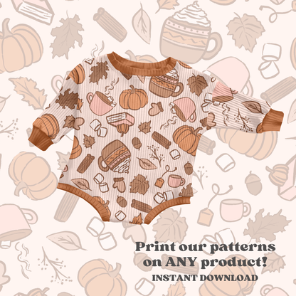 Neutral cozy fall Seamless pattern