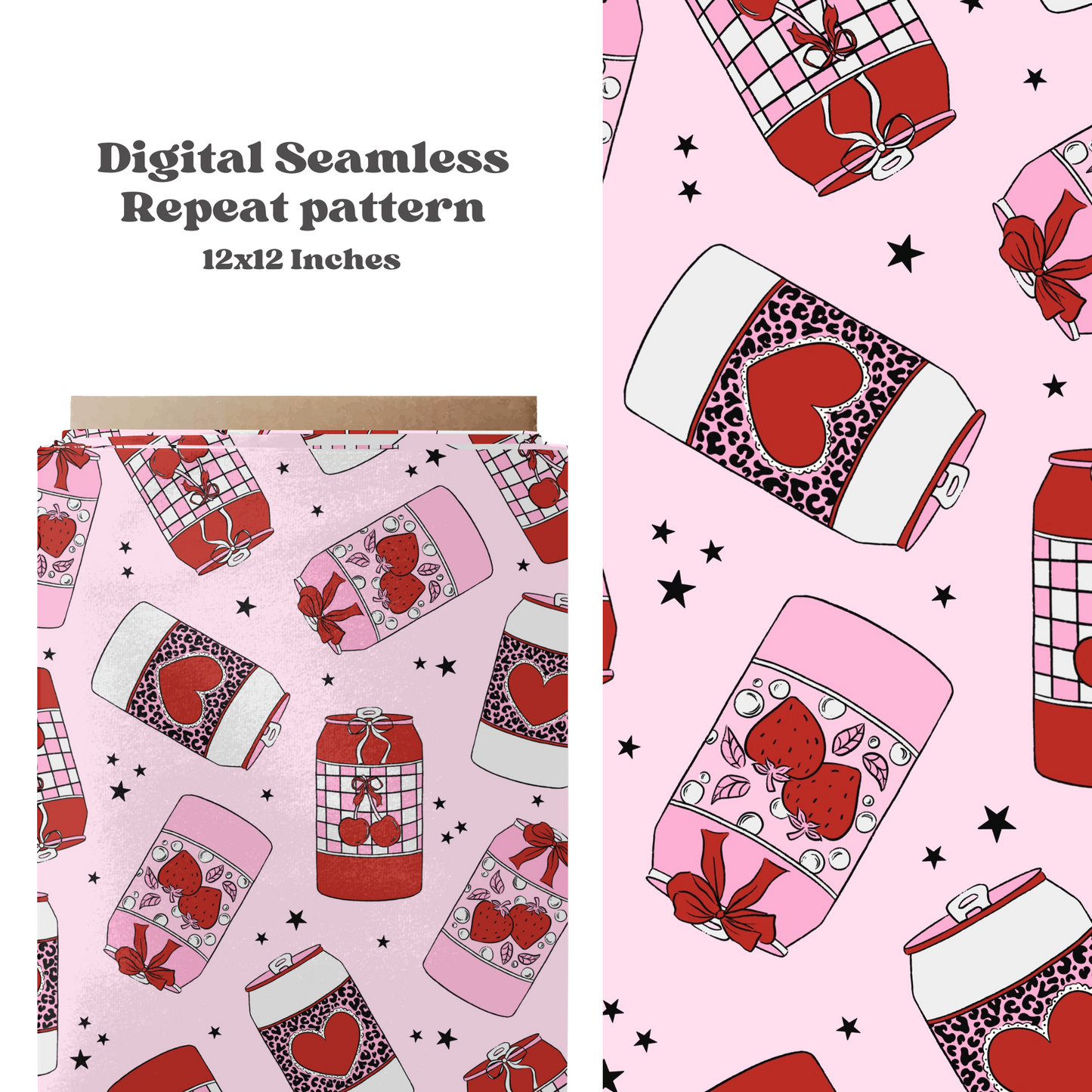 Valentine soda Cans seamless pattern