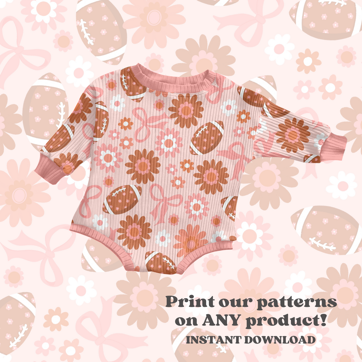 Girly Coquette floral football Pattern