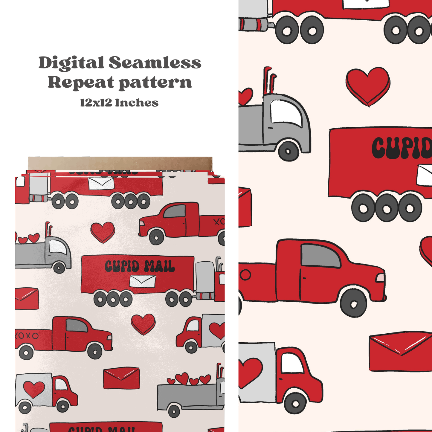 Valentine Love Trucks Pattern