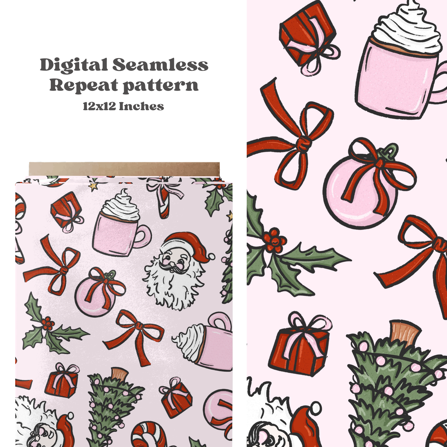 Coquette Christmas Seamless pattern