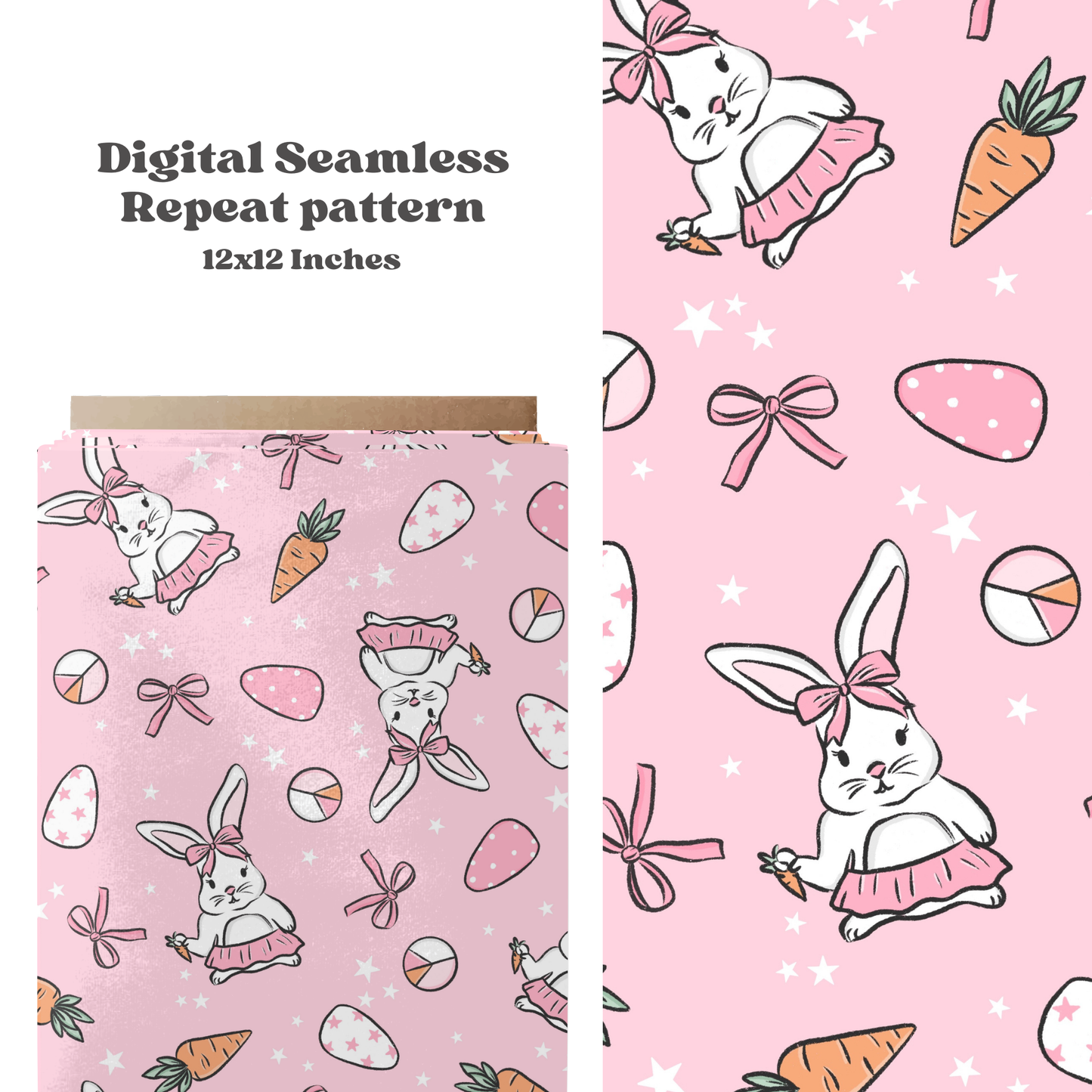 Girly coquette Easter Seamless pattern