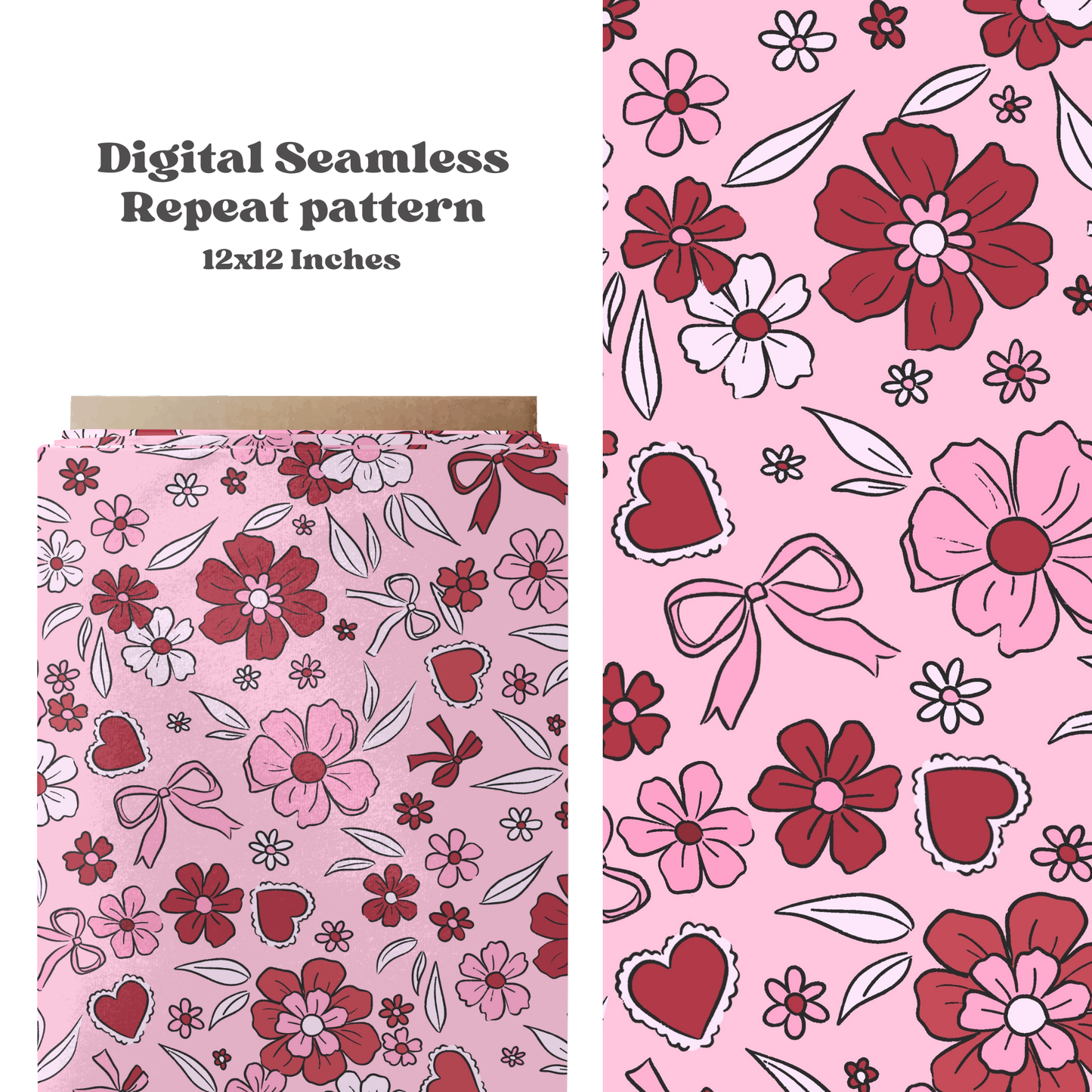 Valentine floral bow pattern