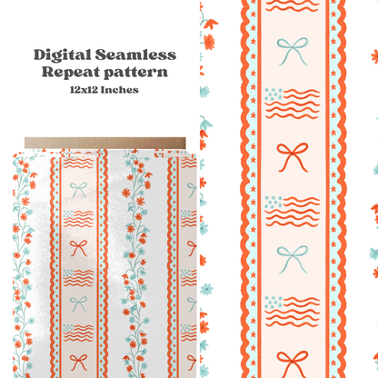 Floral Patriotic Stripe