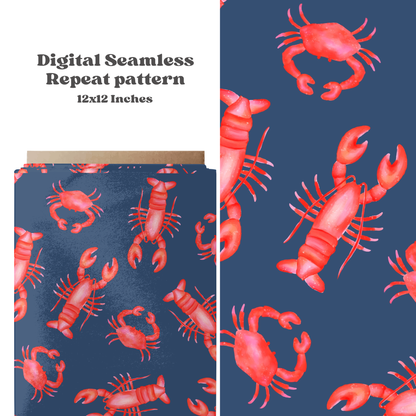 Watercolor Lobsters and Crabs