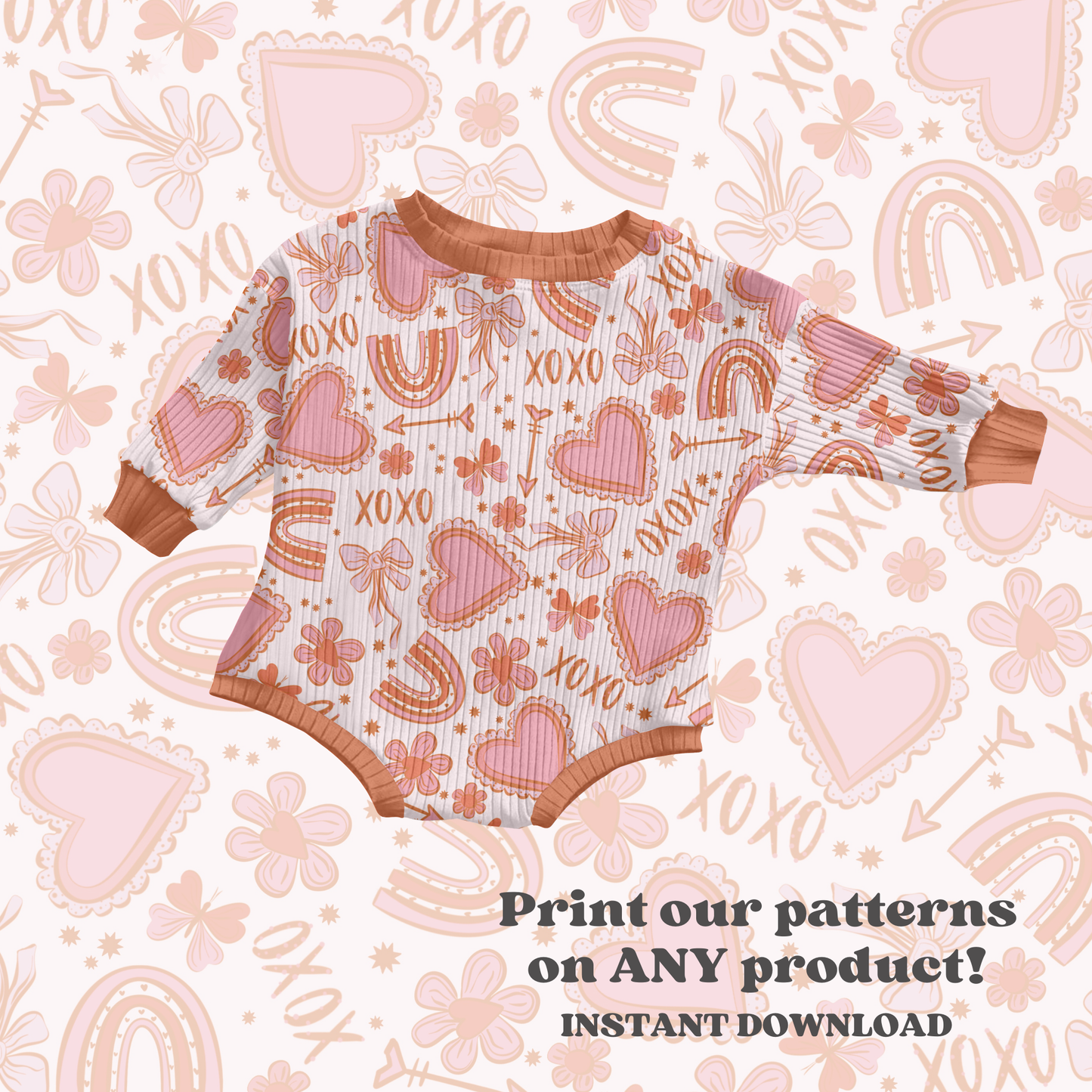 Boho valentine Bows seamless pattern