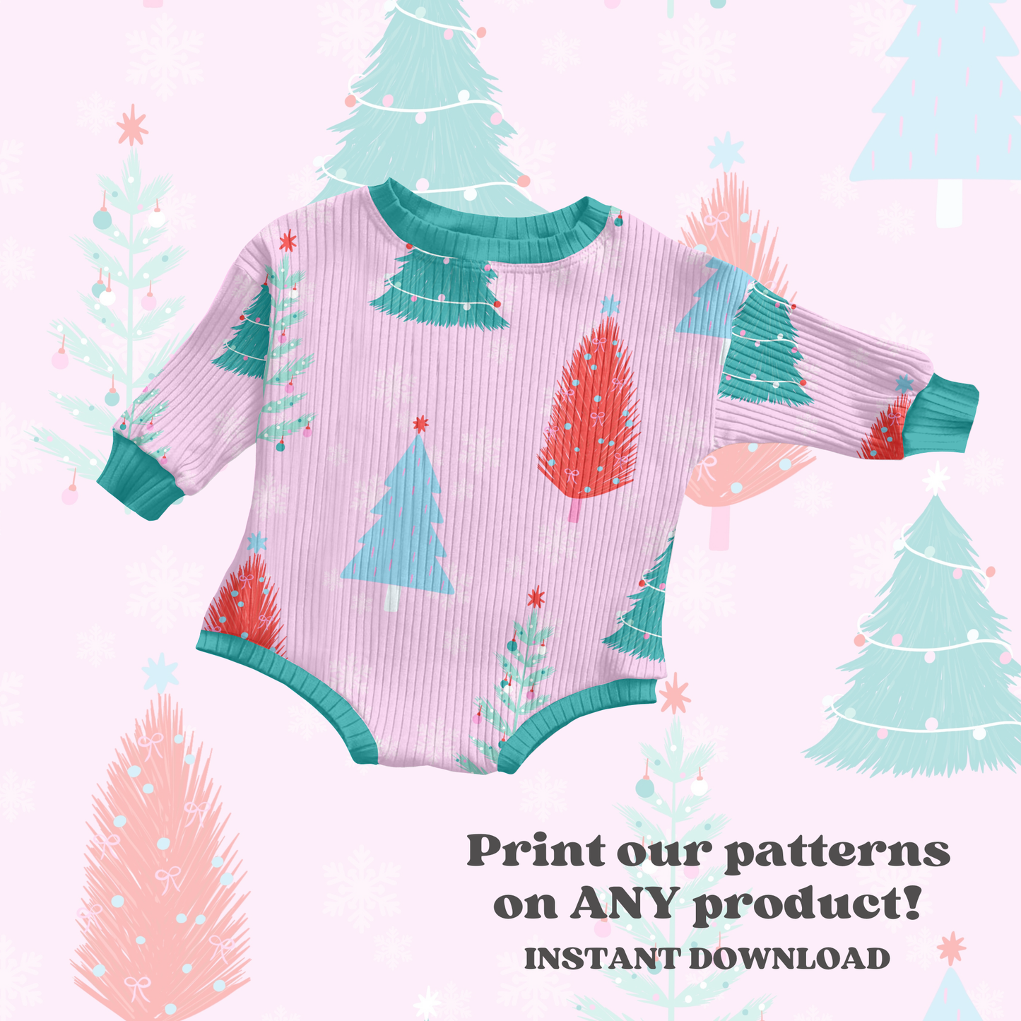 Bright winter Christmas trees pattern