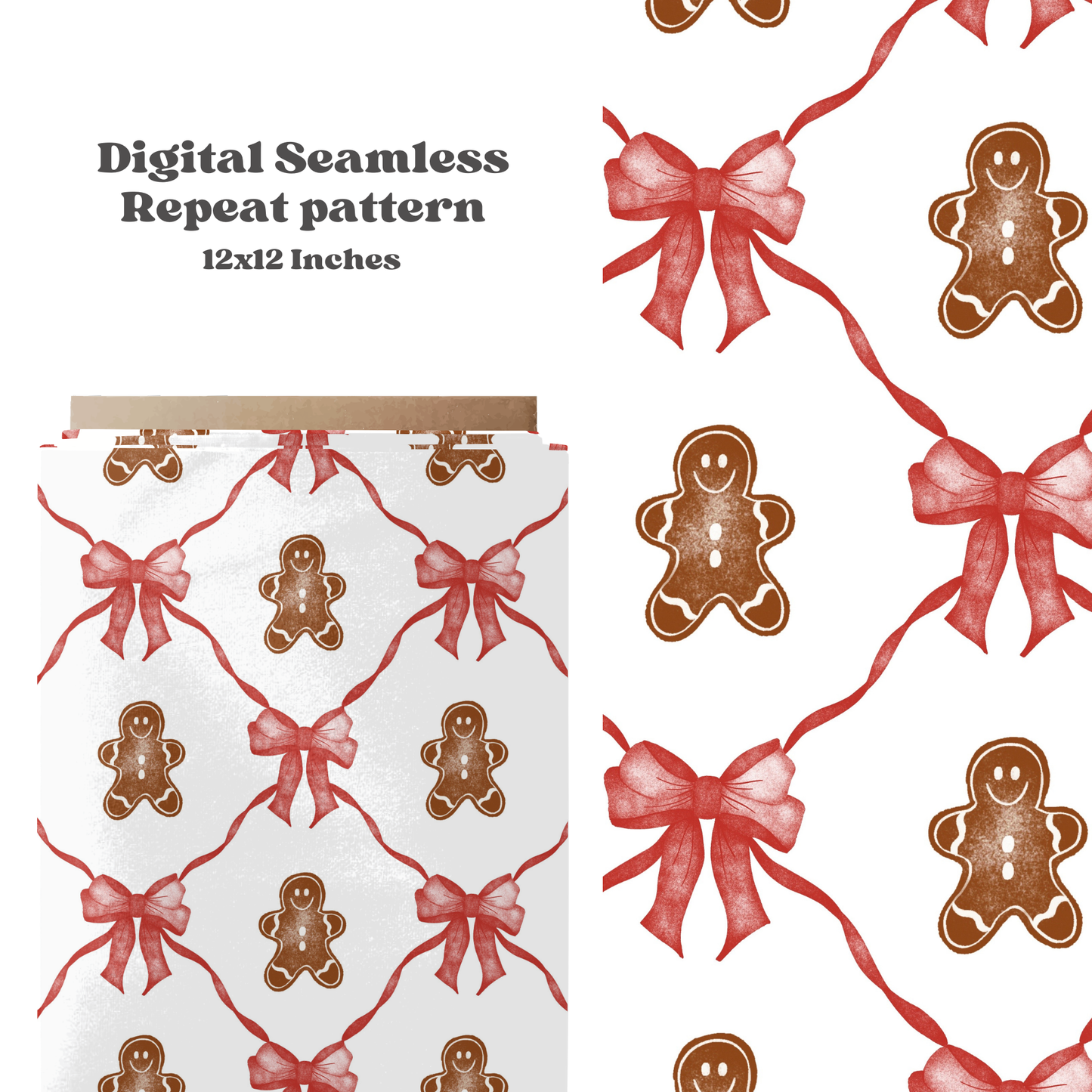 Christmas Gingerbread bow Seamless pattern