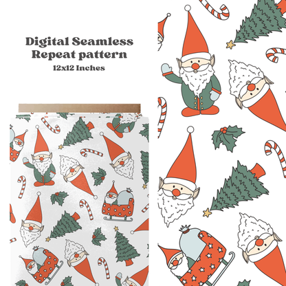 Christmas gnomes Seamless pattern