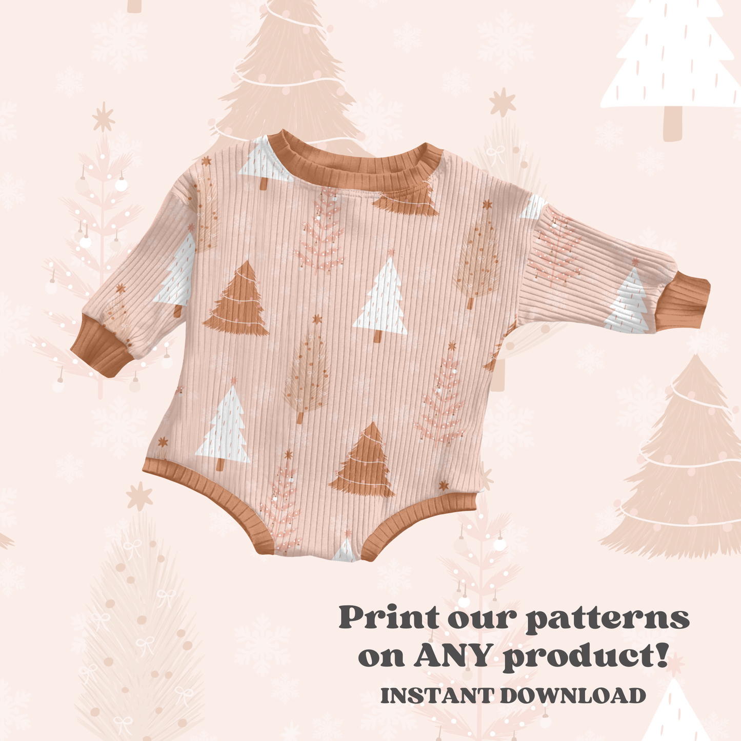 Boho Neutral Christmas trees Pattern