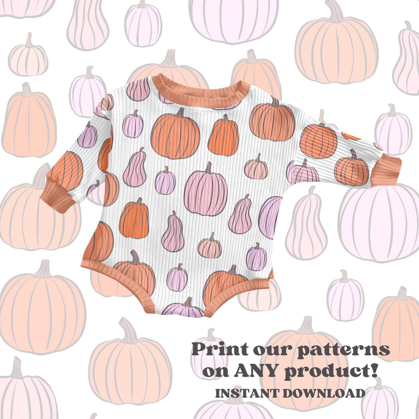 Boho girly Halloween pumpkin seamless pattern