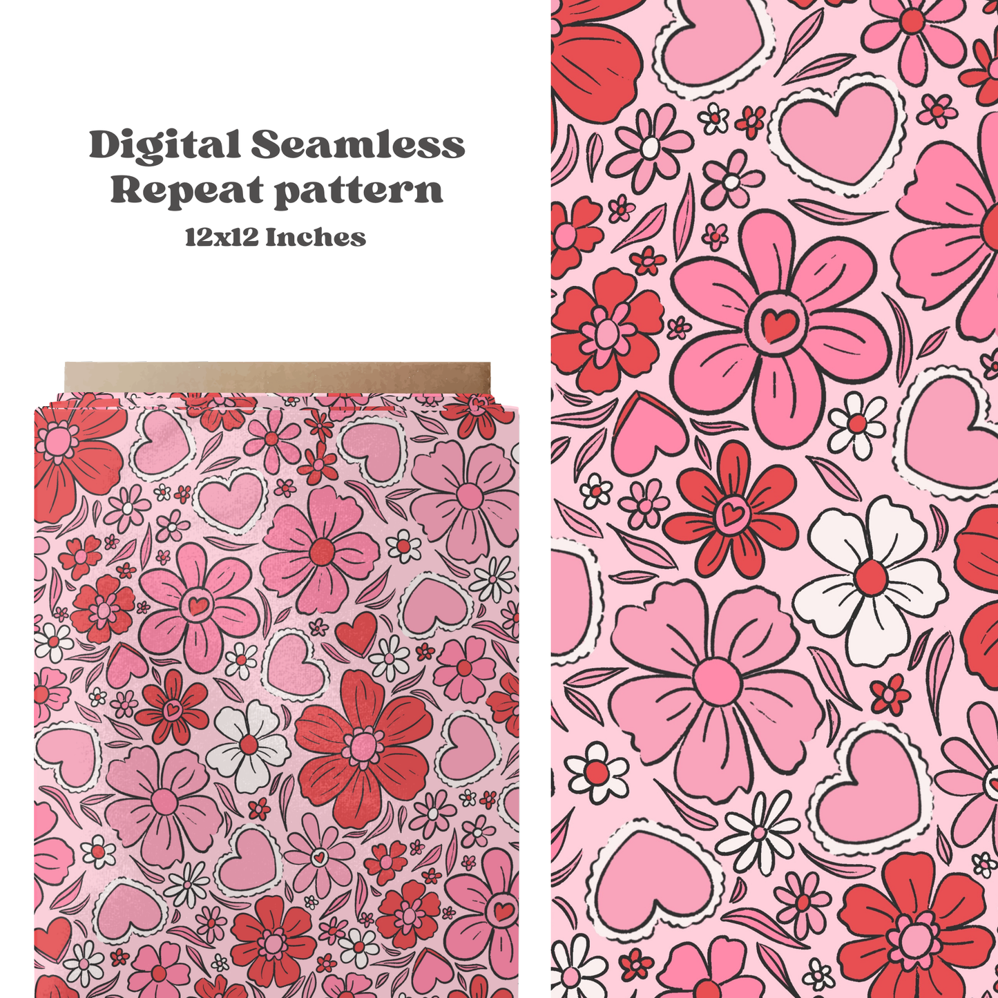 Valentine floral seamless pattern