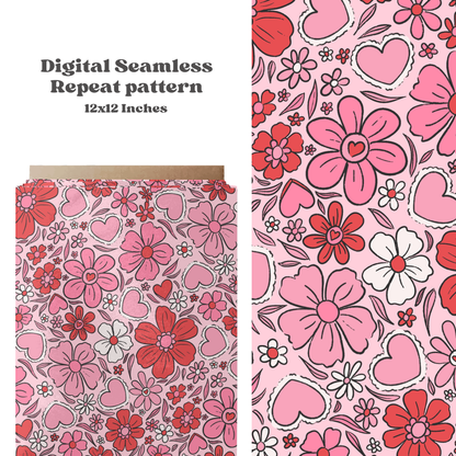 Valentine floral seamless pattern