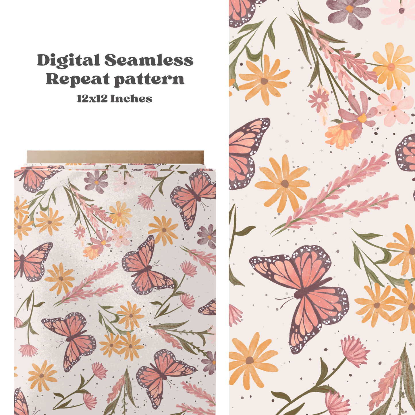 Watercolor wildflower butterfly Pattern