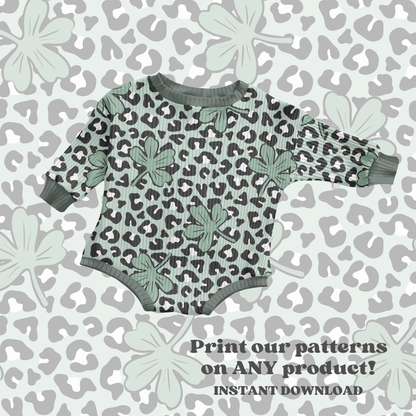 Cheetah clover seamless pattern