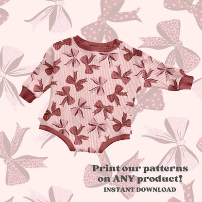 Coquette Valentine bows Seamless Pattern